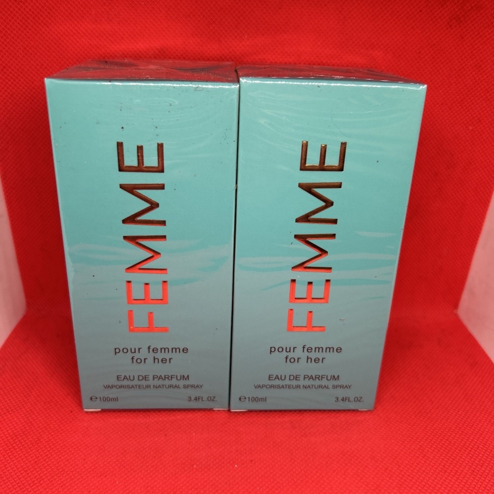 Lot Of 2 EAU DE PARFUM FEMME For Her Pour Femme Scent 3.4 Fl oz 100 mL NIB A310